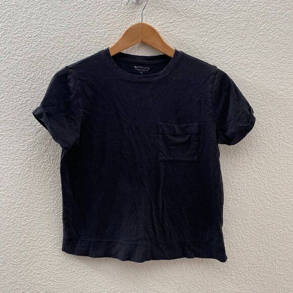 Athleta Organic Daily Pocket Tee T-Shirt XS Extra Small Black Color 486700 - Picture 1 of 3